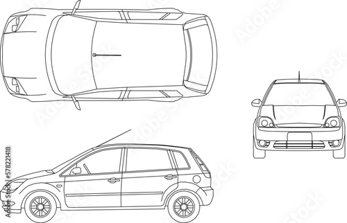 Vector sketch of family car illustration for urban city