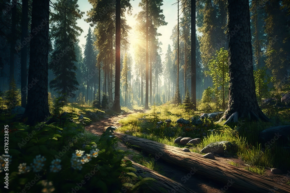 Obraz premium Forest landscape. Generative AI.