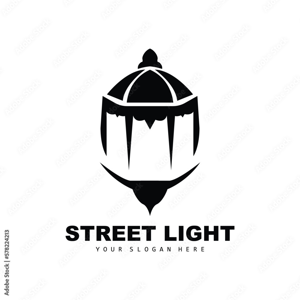 Street Light Logo, Lightning Lantern Vector, Template Icon Retro Classic Vintage Design Street Light Logo, Lightning Lantern Vector, Template Icon Retro Classic Vintage Design