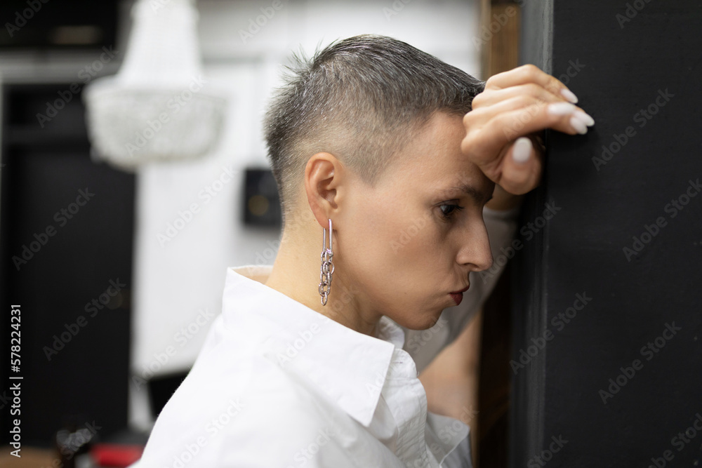upset business broker woman in office upset business broker woman in office