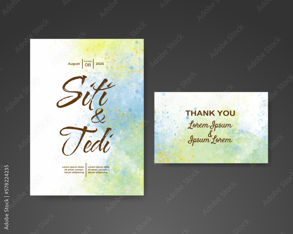 Wedding invitation with abstract watercolor background Wedding invitation with abstract watercolor background