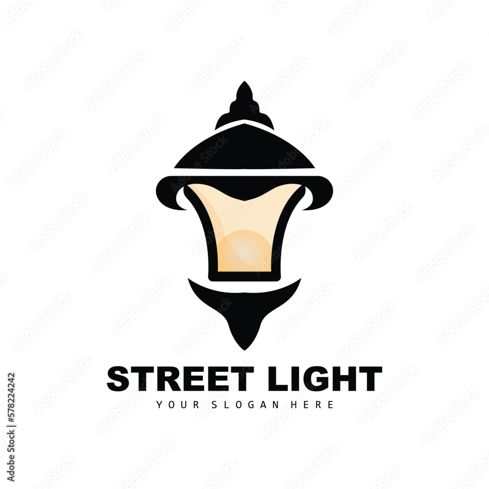 Street Light Logo, Lightning Lantern Vector, Template Icon Retro Classic Vintage Design Street Light Logo, Lightning Lantern Vector, Template Icon Retro Classic Vintage Design