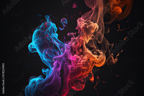 Multicolored colorful smoke. Generative AI.