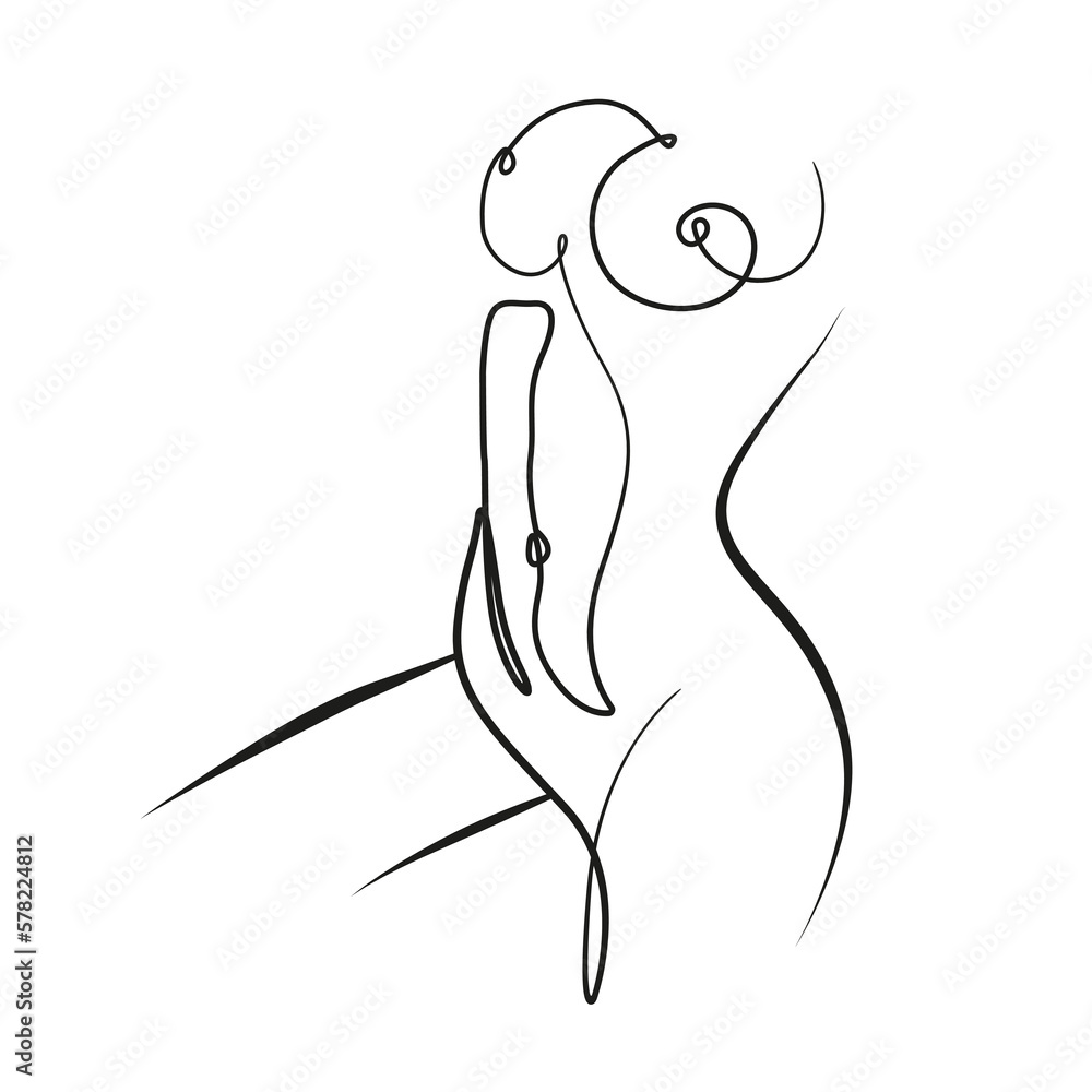Line Art Drawing of Naked Woman Body. Female Figure Nude One Line Vector Illustration for Wall Decor, Spa, T-shirt, Print, Poster. Female Naked Body Creative Abstract Drawing Modern Linear Style Line Art Drawing of Naked Woman Body. Female Figure Nude One Line Vector Illustration for Wall Decor, Spa, T-shirt, Print, Poster. Female Naked Body Creative Abstract Drawing Modern Linear Style