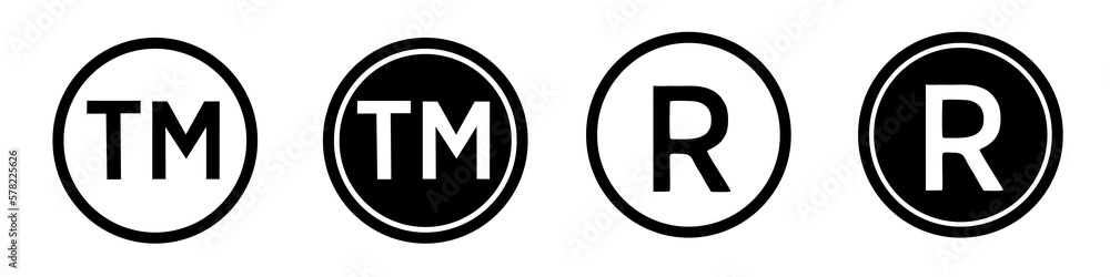 ภาพประกอบสต็อก Set of trademark symbols in black. High resolution ...