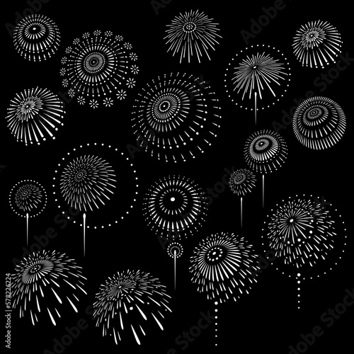 Japanese style fireworks material collection,