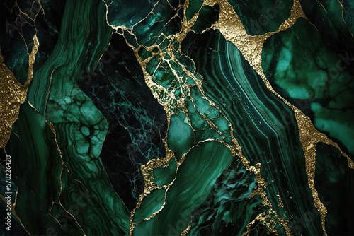 Wallpaper Mural Abstract marble dark green and gold background. Invitation backdrop. Ai generated Torontodigital.ca