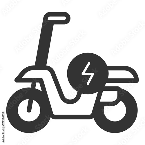 Electric moped and energy sign - icon, illustration on white background, glyph style