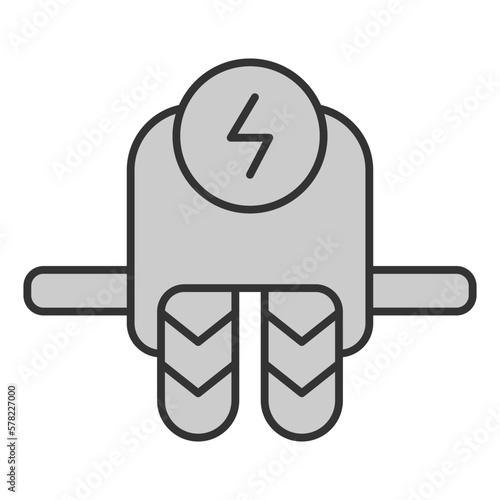 Two-wheeled unicycle and energy sign - icon, illustration on white background, grey style