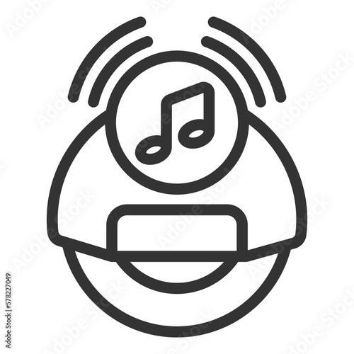Sound monowheel makes music - icon, illustration on white background, outline style