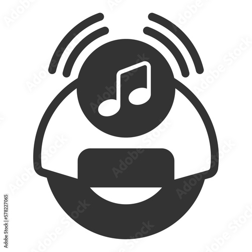 Sound monowheel makes music - icon, illustration on white background, glyph style