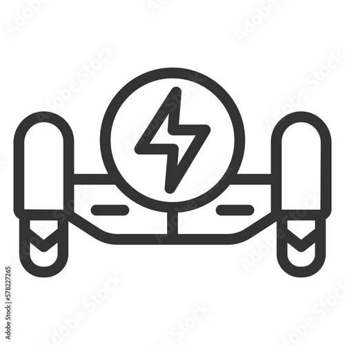 Gyroscooter front view and energy sign - icon, illustration on white background, outline style