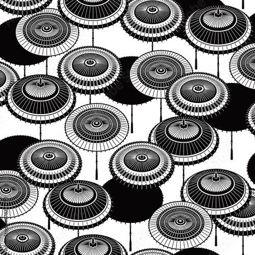 Japanese traditional umbrella seamless pattern, photo