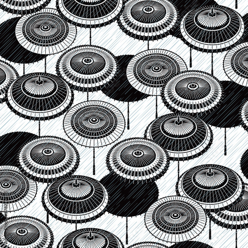 Japanese traditional umbrella seamless pattern, photo