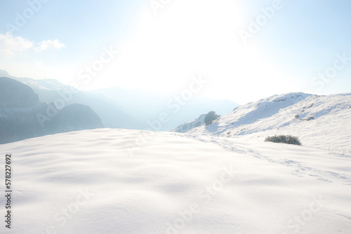 mountains with snow in majorca. snowy landscape © PH alex aviles