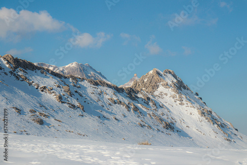 mountains with snow in majorca. snowy landscape