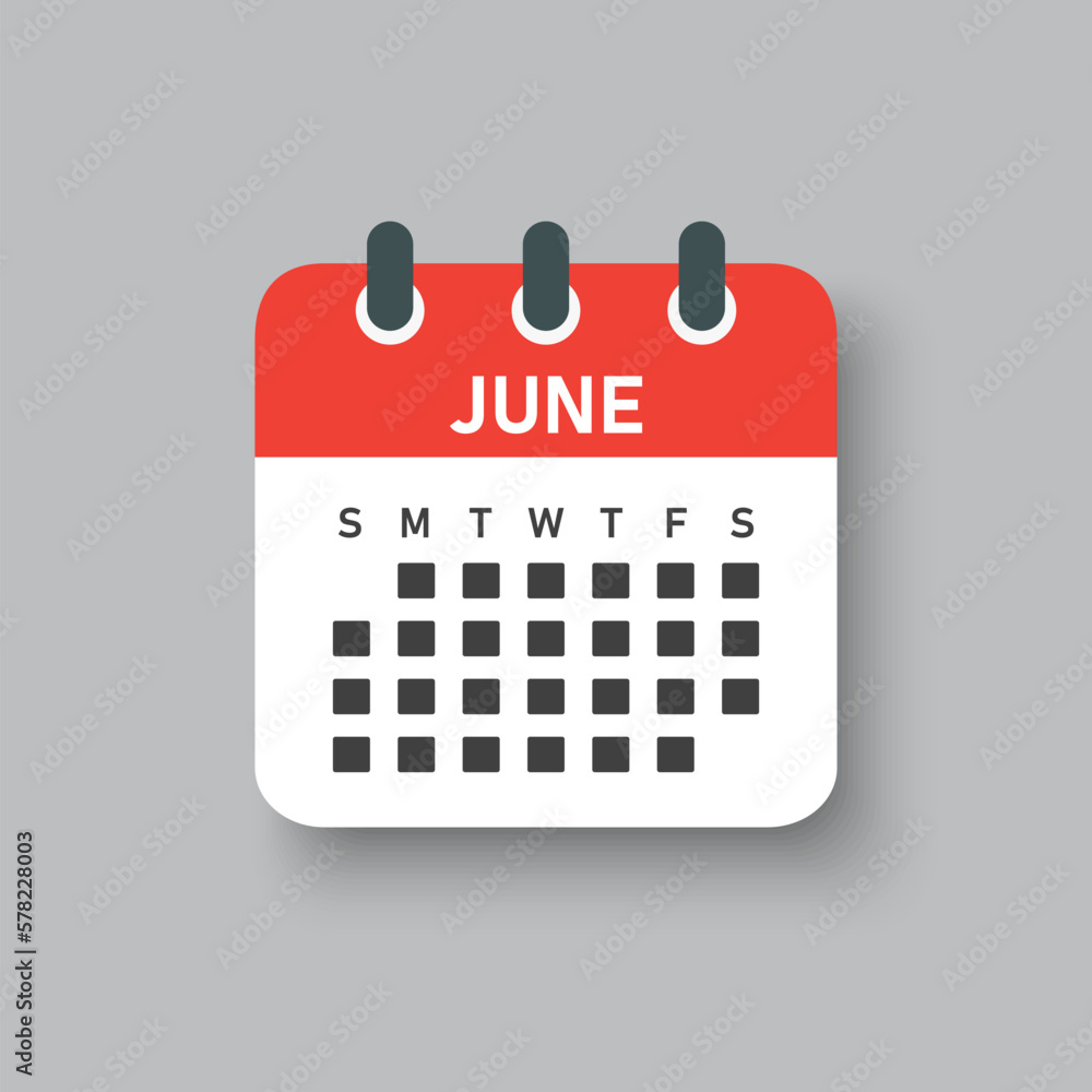 Vector template icon page calendar, month June Vector template icon page calendar, month June
