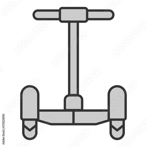 Gyroscooter with handle, front view - icon, illustration on white background, grey style