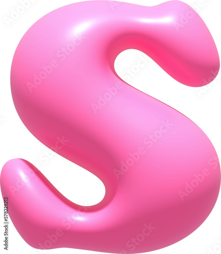 Alphabet  illustration typeface letter S. Typography decorate design display font.3D gummy jelly.