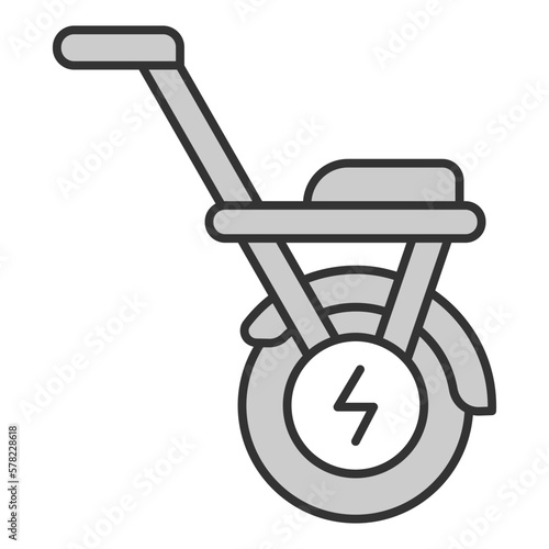 Monocycle, unicycle with seat - icon, illustration on white background, grey style
