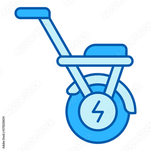 Monocycle, unicycle with seat - icon, illustration on white background, color style