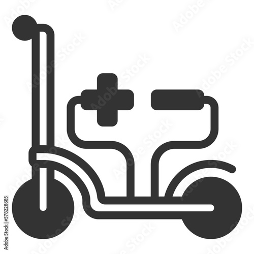 Electric scooter and wires with plus and minus - icon, illustration on white background, glyph style