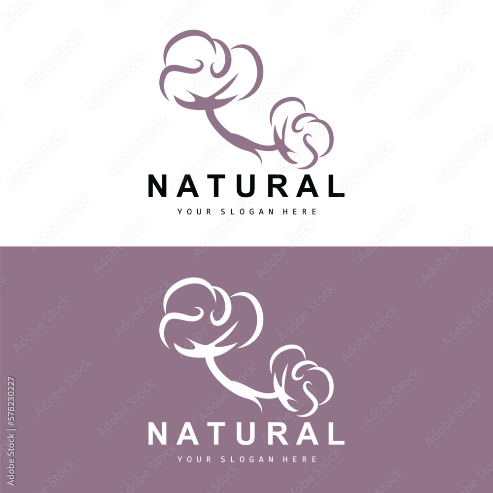 Cotton Logo, Natural Biological Organic Plant Design, Beauty Textile and Clothing Vector, Soft Cotton Flowers Cotton Logo, Natural Biological Organic Plant Design, Beauty Textile and Clothing Vector, Soft Cotton Flowers