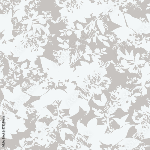 Floral brush repeat strokes seamless pattern background for fashion prints, wrappers, wallpapers, graphics, backgrounds and crafts decorative climbing flowers. tropical plants Sketchy print flowers