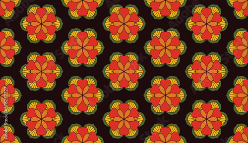 Geometric ethnic pattern seamless flower color oriental.
seamless pattern.Design for fabric,curtain,black background, carpet, shawl,clothing,wrapping, Batik,fabric,handkerchief,Vector illustration.
