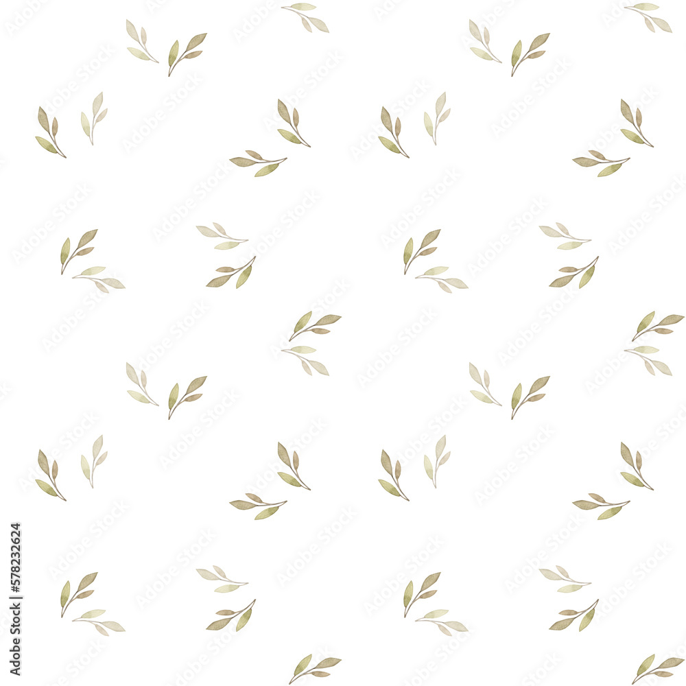 Seamless pattern with tiny watercolor leaves Seamless pattern with tiny watercolor leaves