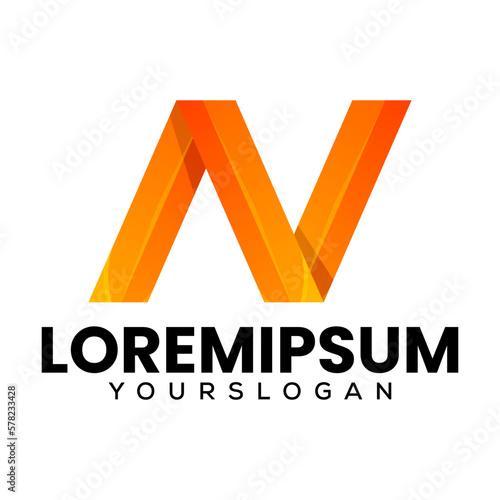 letter n colorful gradient logo design