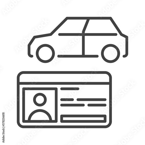 Car and Driving License vector Driver ID concept outline icon