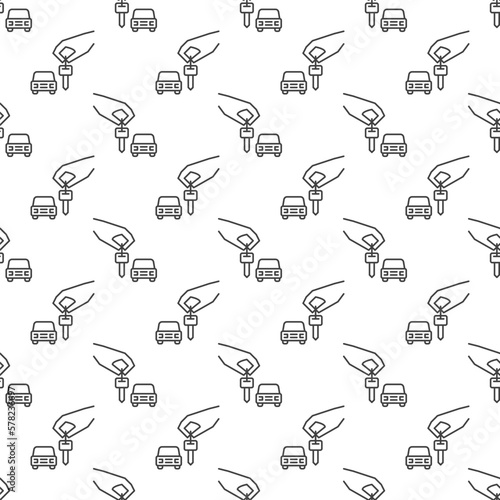 Car Hire vector Key in Hand concept linear seamless pattern