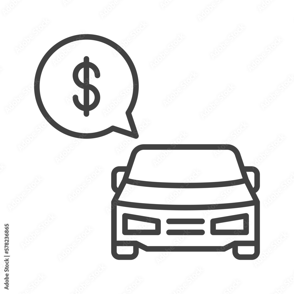 Car Price vector Buy or Sell Vehicle concept outline icon or sign Car Price vector Buy or Sell Vehicle concept outline icon or sign
