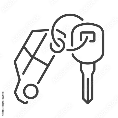 Car Key with Keychain vector Hire concept thin line icon