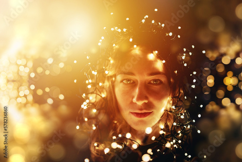 woman with a light on the head.