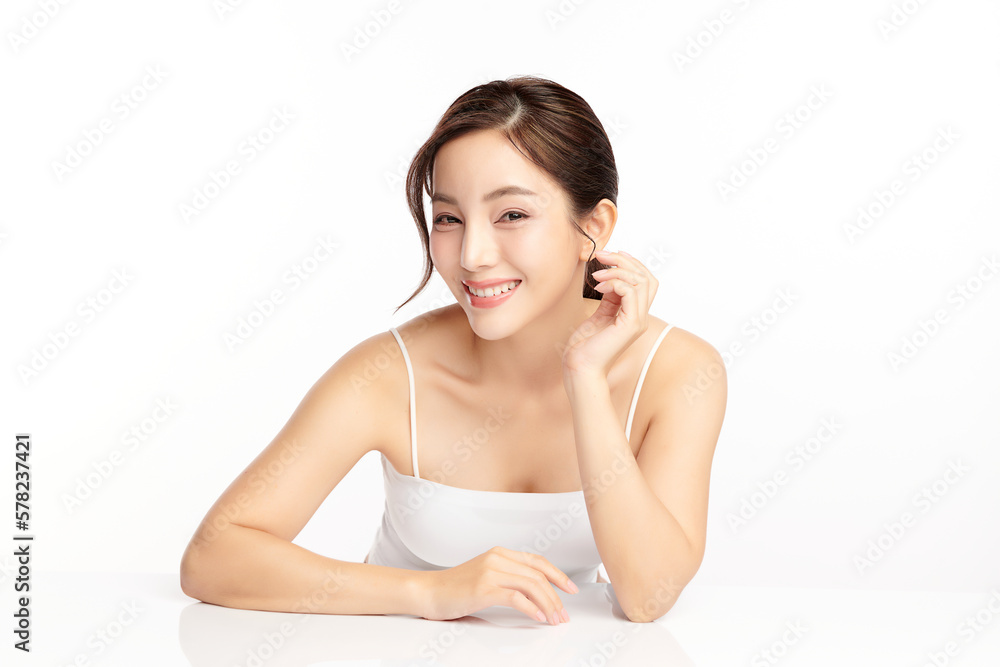 Beautiful young asian woman with clean fresh skin on white background, Face care, Facial treatment, Cosmetology, beauty and spa, Asian women portrait. Beautiful young asian woman with clean fresh skin on white background, Face care, Facial treatment, Cosmetology, beauty and spa, Asian women portrait.