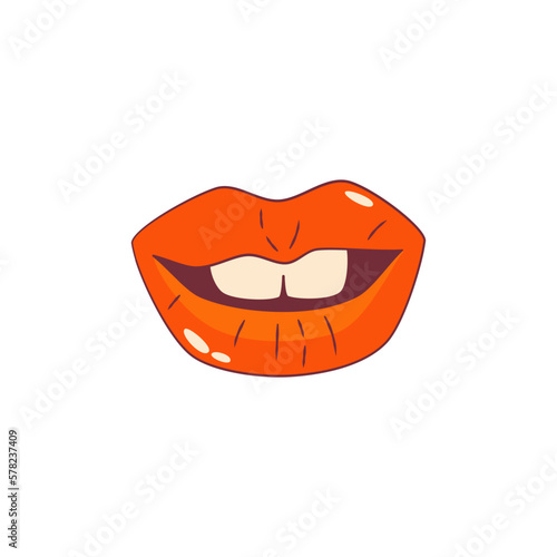 Psychedelic trippy lips isolated. Cute cartoon lips with teeth groovy retro style. Vector illustration © Анжелика Полтавец