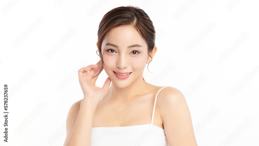Beautiful young asian woman with clean fresh skin on white background, Face care, Facial treatment, Cosmetology, beauty and spa, Asian women portrait. Beautiful young asian woman with clean fresh skin on white background, Face care, Facial treatment, Cosmetology, beauty and spa, Asian women portrait.