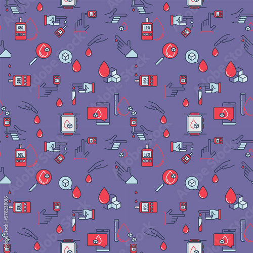Glycemia vector concept colored seamless pattern
