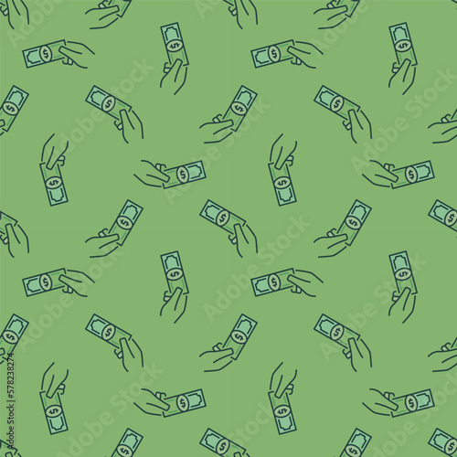 Hand with Money vector Corruption colored seamless pattern