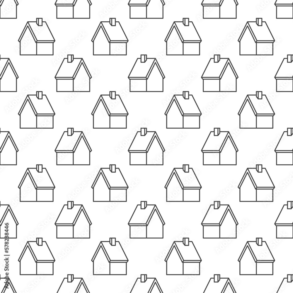 House vector concept linear seamless pattern or Home background