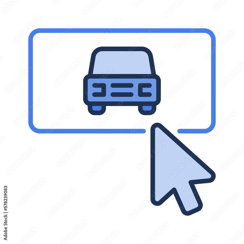 Rental Car vector Online Booking concept blue icon Rental Car vector Online Booking concept blue icon
