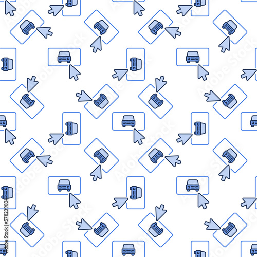 Rental Car vector Online Booking blue seamless pattern