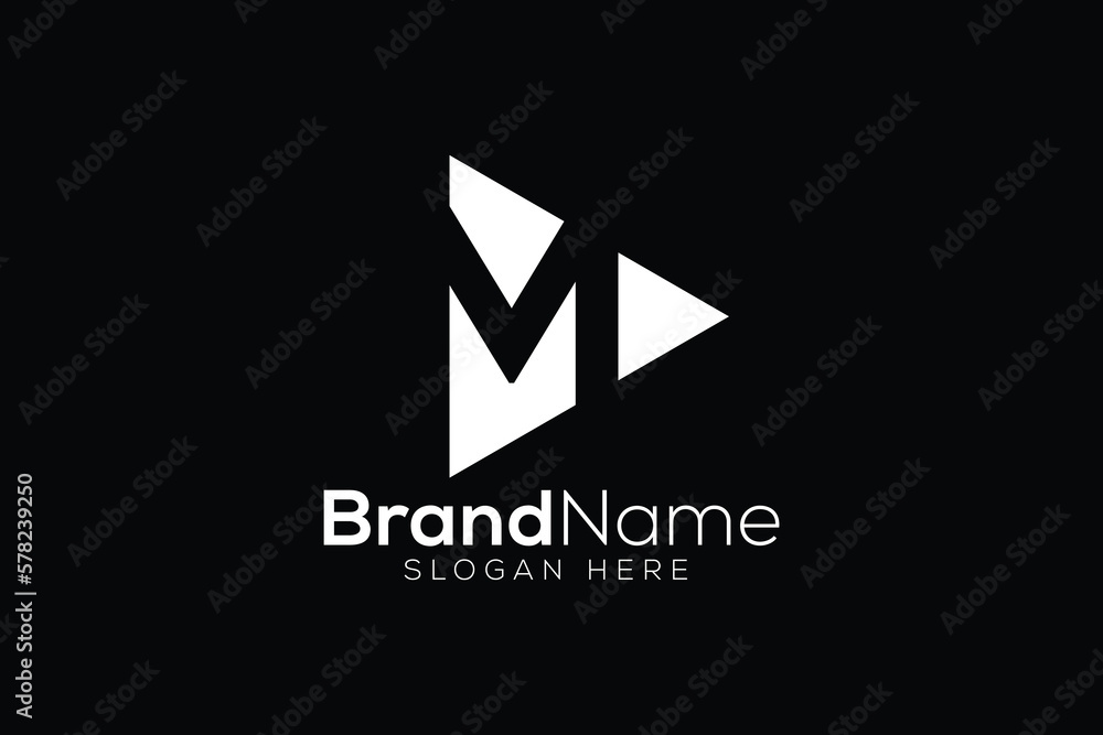 Letter m play icon logo design template Letter m play icon logo design template