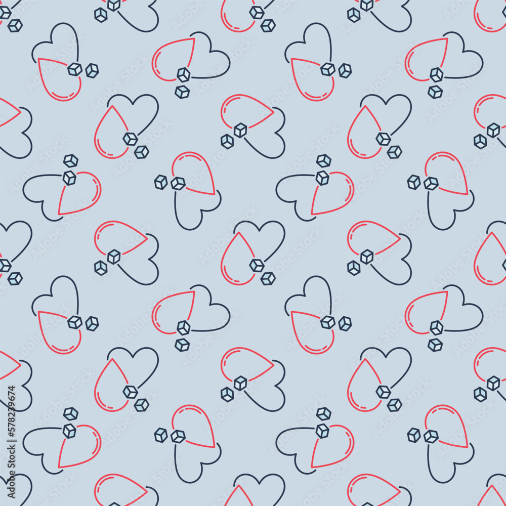 Sugar in Blood and Heart vector colored seamless pattern