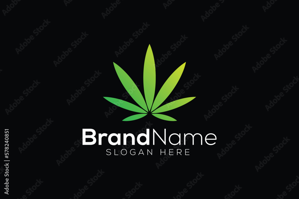 Minimalist cannabis icon logo design template