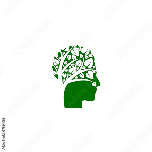 Tree brain logo concept. Human mind, growth icon isolated on white background