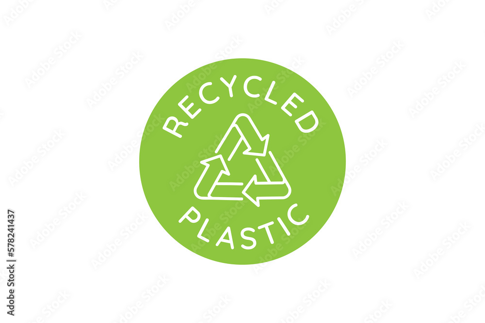 Vector logo design template and emblem in simple line style - recycled materials - badge for sustainable made products and clothes Vector logo design template and emblem in simple line style - recycled materials - badge for sustainable made products and clothes