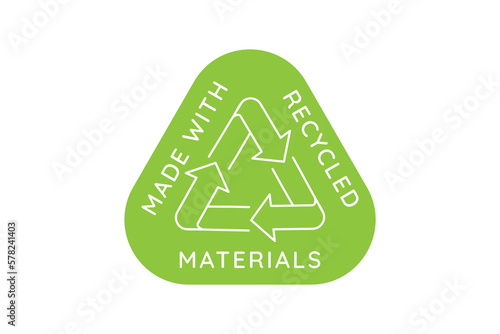 Vector logo design template and emblem in simple line style - recycled materials - badge for sustainable made products and clothes